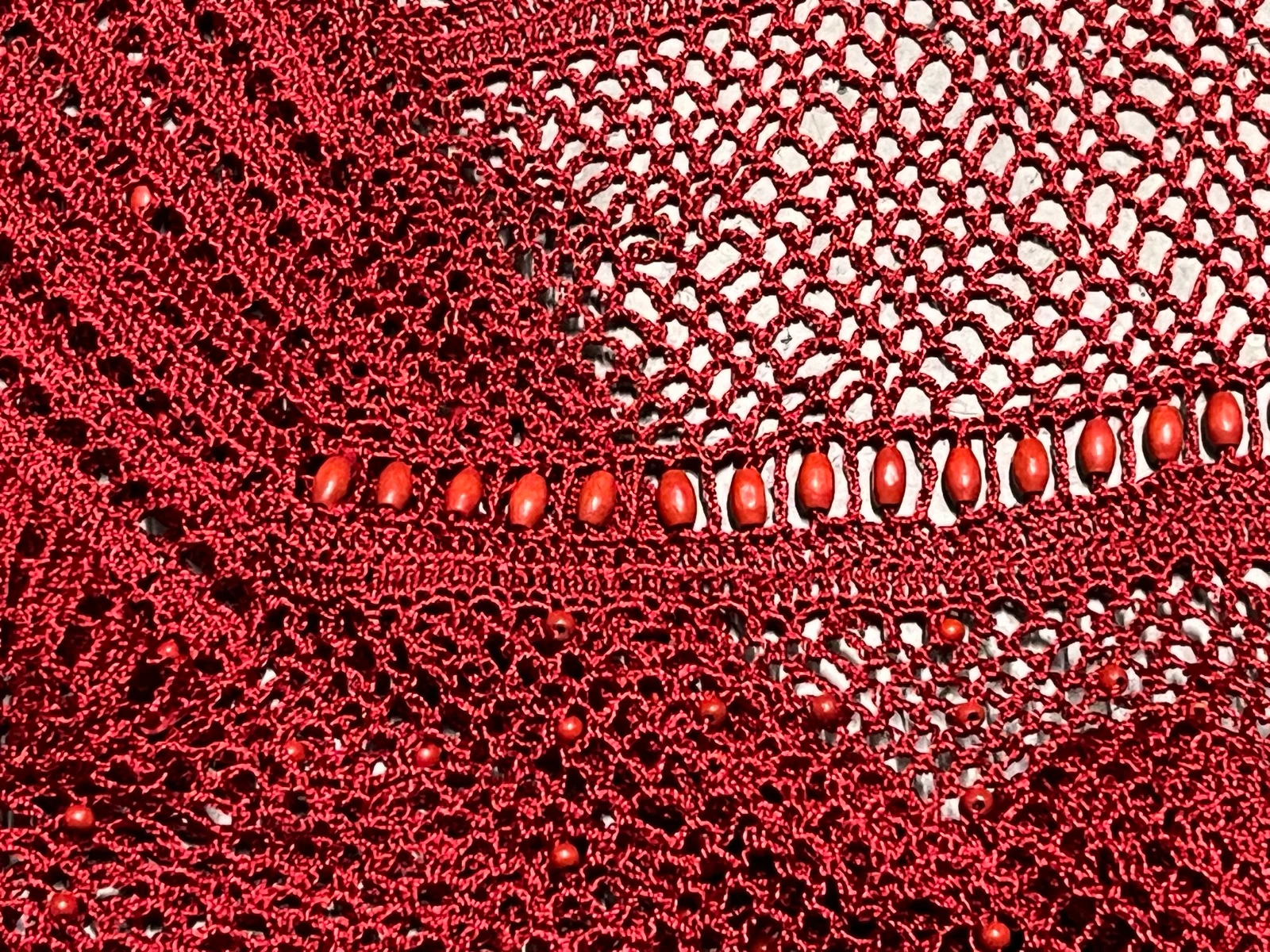 Bolero de ganchillo rojo con cuentas – photo 14